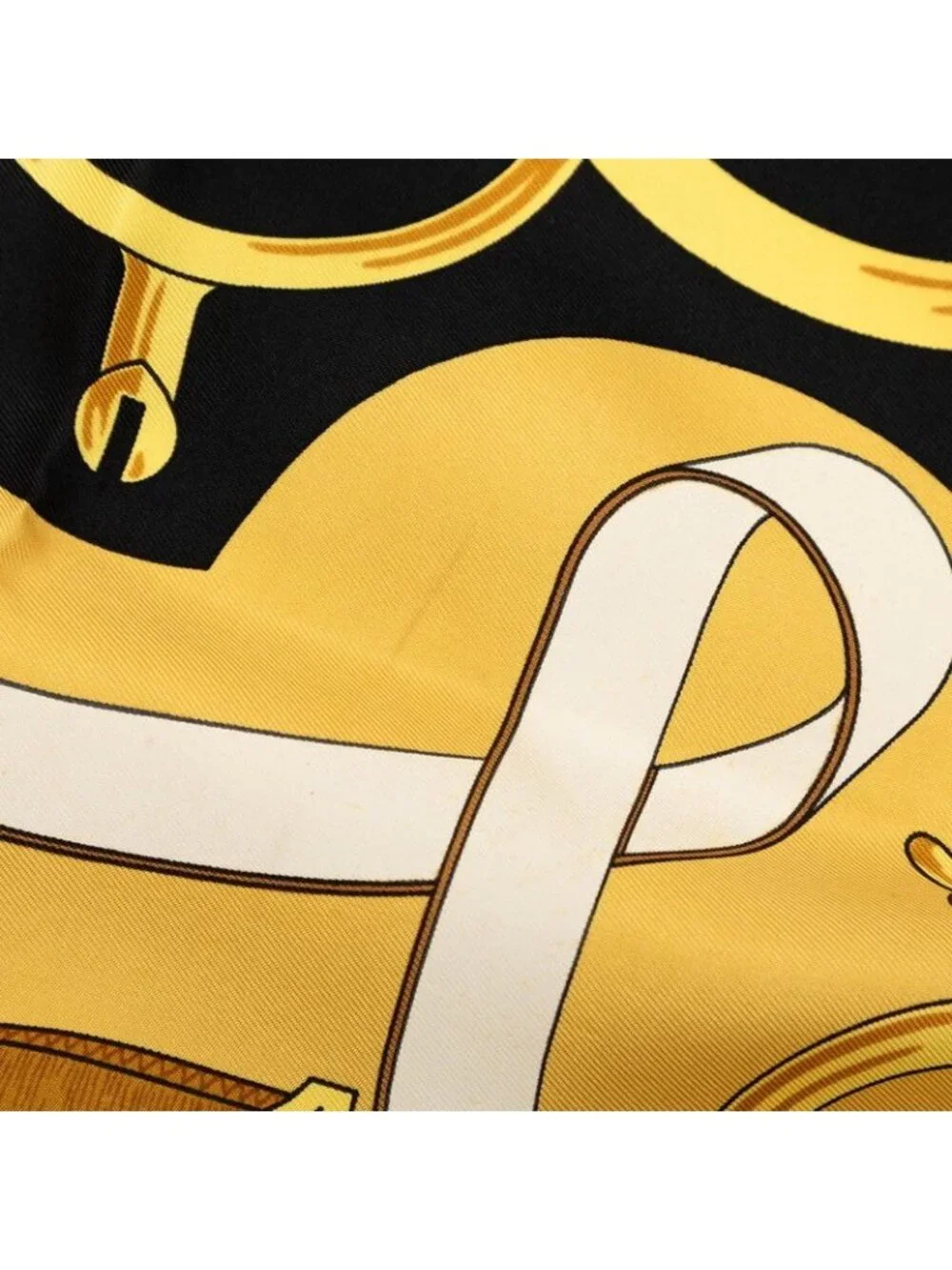 Hermes Carre 90 Eperon D'or Yellow Gold Spurs Scarf Black Silk - Picture 5 of 9